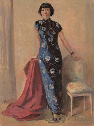 秦宣夫 1941年作 蒋碧微肖像 60×45cm